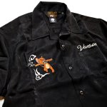 画像4: vanson / トムとジェリー  刺繍  ボーリングシャツ  TJV-2425 ブラック (4)
