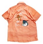 画像1: vanson / トムとジェリー  刺繍  ボーリングシャツ  TJV-2425 ピンク (1)