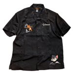 画像2: vanson / トムとジェリー  刺繍  ボーリングシャツ  TJV-2425 ブラック (2)