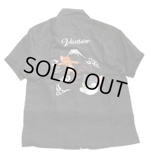 vanson / トムとジェリー 刺繍 ボーリングシャツ TJV-2425 ブラック