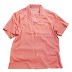 画像2:  HOUSTON (ヒューストン） [ OLD SCHOOL ] 刺繍 レーヨン ボーリングシャツ 41074 ピンク (2)