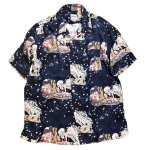 画像1:  HOUSTON (ヒューストン） ALOHA SHIRT 歌川国芳( 相馬の古内裏)  MADE IN JAPAN  41076  ネイビー  (1)