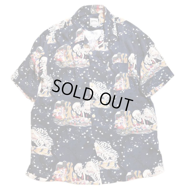 画像1:  HOUSTON (ヒューストン） ALOHA SHIRT 歌川国芳( 相馬の古内裏)  MADE IN JAPAN  41076  ネイビー  (1)