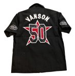 画像1: vanson （バンソン）50周年 ジップアップ 半袖シャツ  レザーパッチ   NVSS- 2403 ブラック (1)