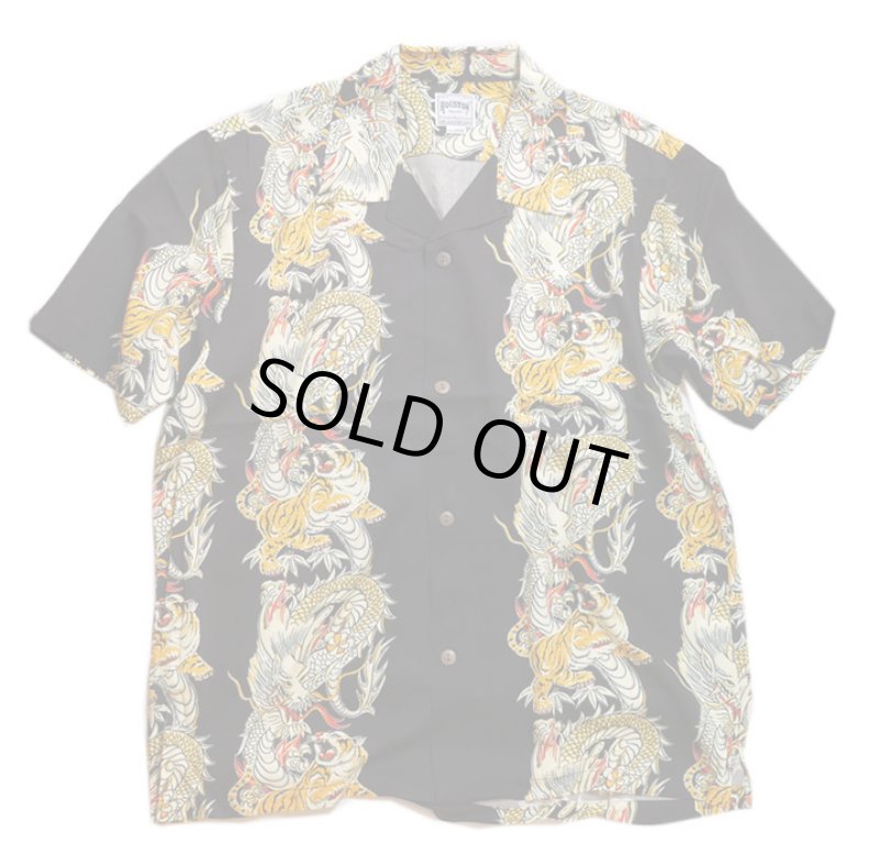 画像1:  HOUSTON (ヒューストン） ALOHA SHIRT ( 龍虎  )  41107 ブラック (1)