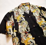 画像3:  HOUSTON (ヒューストン） ALOHA SHIRT ( 龍虎  )  41107 ブラック (3)