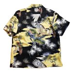 画像1:  HOUSTON (ヒューストン） ALOHA SHIRT ( 鷹  )  41108 ブラック (1)