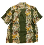 画像2:  HOUSTON (ヒューストン） ALOHA SHIRT ( 龍虎  )  41107 オリーブ (2)