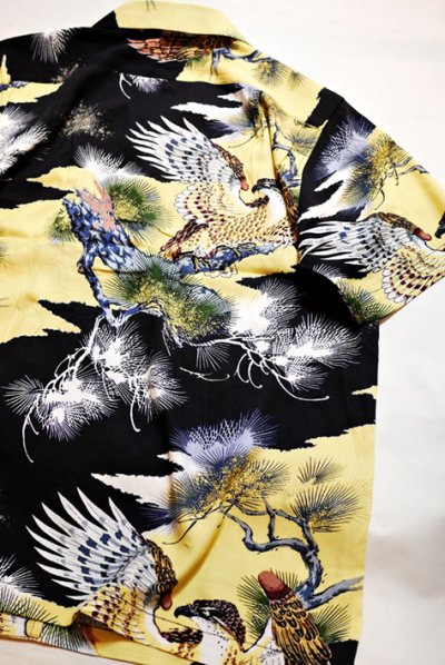 画像1:  HOUSTON (ヒューストン） ALOHA SHIRT ( 鷹  )  41108 ブラック