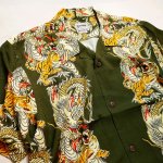 画像3:  HOUSTON (ヒューストン） ALOHA SHIRT ( 龍虎  )  41107 オリーブ (3)