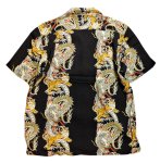 画像2:  HOUSTON (ヒューストン） ALOHA SHIRT ( 龍虎  )  41107 ブラック (2)