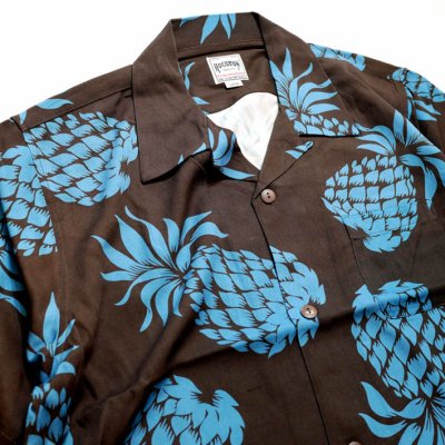 画像1:  HOUSTON (ヒューストン） ALOHA SHIRT [ パイナップル  ]  41101 ブラウン