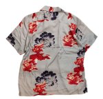 画像2:  HOUSTON (ヒューストン） ALOHA SHIRT ( 唐獅子牡丹  )  41110 グレー (2)