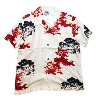 画像2:  HOUSTON (ヒューストン） ALOHA SHIRT ( 唐獅子牡丹  )  41110 グレー