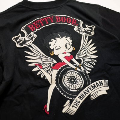 画像1: THE BRAVEMAN / Bettyboop コラボ  刺繍  プリント Tシャツ  BBB-2435 ブラック