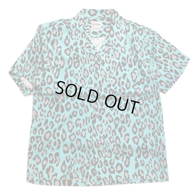 画像1:  HOUSTON (ヒューストン） ALOHA SHIRT [ LEOPARD ]  41103 ミント (1)