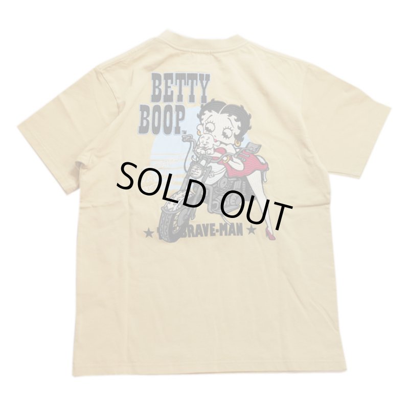 画像1: THE BRAVEMAN / Bettyboop コラボ  刺繍  プリント Tシャツ  BBB-2438 サンドベージュ (1)