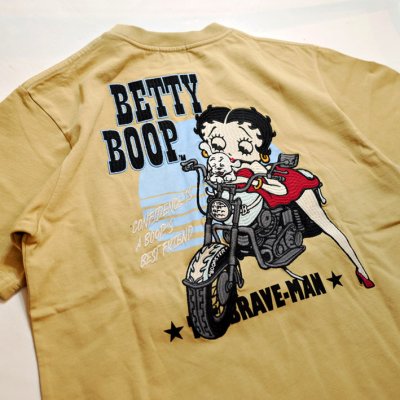 画像1: THE BRAVEMAN / Bettyboop コラボ  刺繍  プリント Tシャツ  BBB-2438 サンドベージュ