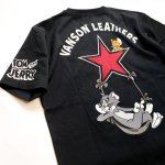 画像3: vanson  (バンソン） tom&jerry コラボ 刺繍  Tシャツ  TJV-2429 ブラック (3)