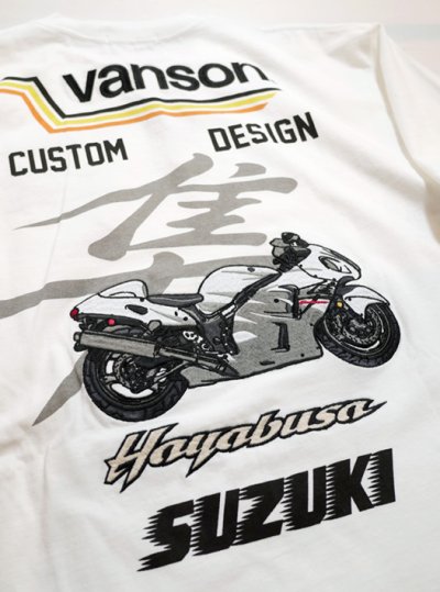 画像1: vanson  (バンソン）SUZUKIコラボ  [ 隼 ] Tシャツ SUV-2403 ホワイト