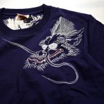 画像6: 花旅楽団  [ 雲龍 ] 総刺繍  スカTシャツ  ST-401  ネイビー (6)