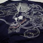 画像5: 花旅楽団  [ 雲龍 ] 総刺繍  スカTシャツ  ST-401  ネイビー (5)