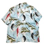 画像1:  HOUSTON (ヒューストン） ALOHA SHIRT ( 鯉  )  41109  サックス (1)