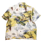 画像1:  HOUSTON (ヒューストン） ALOHA SHIRT ( 鷹  )  41108 ホワイト (1)