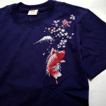 画像4: 花旅楽団  [ 昇り鯉 ] 総刺繍  スカTシャツ  ST-402  ネイビー (4)