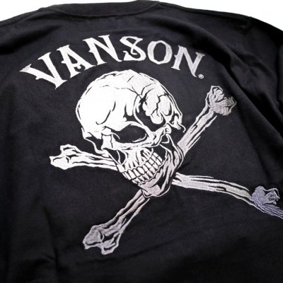 画像1: VANSON (バンソン） スカルボーン 刺繍 長袖Tシャツ NVLT-2413