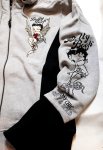 画像5: THE BRAVEMAN / Bettyboop コラボ  ウイングベティー  刺繍 ジップパーカー(裏毛） BBB−2457 グレー (5)