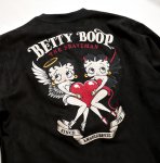 画像3: THE BRAVEMAN / BETTY BOOP コラボ  起毛プレーティング(フェイクスウェード）ロンT  刺繍 ワッペン BBB-2447 ブラック (3)