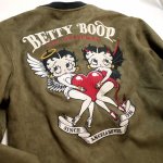 画像3: THE BRAVEMAN / BETTY BOOP コラボ  起毛プレーティング(フェイクスウェード）ロンT  刺繍 ワッペン BBB-2447  オリーブ (3)