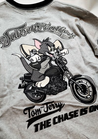 画像1:   VANSON (バンソン）tom&jerry コラボ  刺繍 長袖Tシャツ  TJV-2434 ミックスグレー