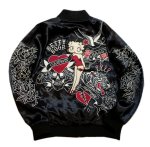 画像6: BETTY BOOP / Ed Hardy  コラボ  リバーシブルスカジャン  総刺繍  BED-2401 ブラック/ ブラック×ワイン (6)