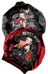 画像1: BETTY BOOP / Ed Hardy  コラボ  リバーシブルスカジャン  総刺繍  BED-2401 ブラック/ ブラック×ワイン (1)