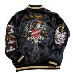 画像1: Ed Hardy  コラボ  リバーシブルスカジャン  総刺繍  EDH-2413 ブラック (1)