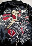 画像8: BETTY BOOP / Ed Hardy  コラボ  リバーシブルスカジャン  総刺繍  BED-2401 ブラック/ ブラック×ワイン (8)