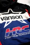 画像6: vanson / HONDA HRC コラボ  刺繍  ワッペン  ジップパーカー(裏毛） HRV−2413 (6)