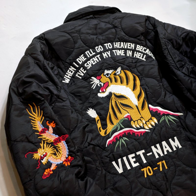 画像3: 再入荷 HOUSTON (ヒューストン） キルティング ベトナム ジャケット    [ Tiger ]  51379 ブラック (3)