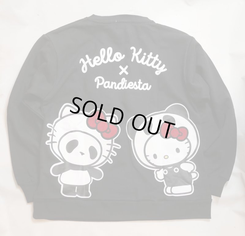 画像1: Pandiesta Japan / Hello Kitty コラボ  なりきりパンダ スウェット サガラ刺繍 プリント 564407 ブラック (1)