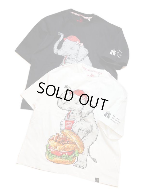 画像1: go slow caravan / ドムドムバーガーコラボ   味噌ピーチキンバーガーゾウ  ビックシルエットTシャツ  プリント (USAコットン）341963  (1)