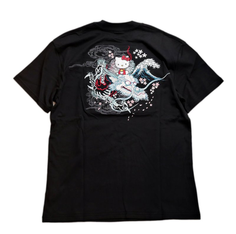 画像1: TEN-STRIKE  [ 龍頭とキティー ] 総刺繍  スカTシャツ  HKST-503  ブラック (1)