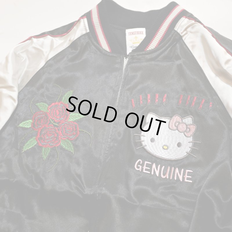 画像4: TEN-STRIKE /ハローキティ コラボ   トランプ柄 刺繍 スカジャン  HKSJ-507 BK×シルバー (4)