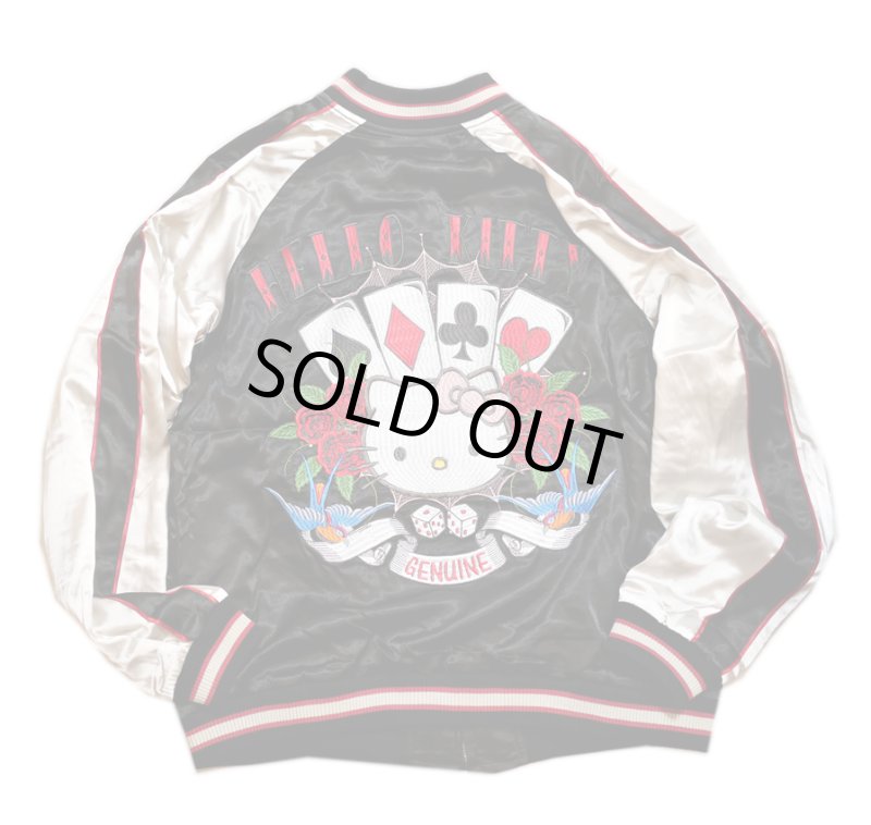画像1: TEN-STRIKE /ハローキティ コラボ   トランプ柄 刺繍 スカジャン  HKSJ-507 BK×シルバー (1)