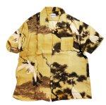 画像1:  HOUSTON (ヒューストン） ALOHA SHIRT ( 伊藤若冲 白鶴図 ) MADE IN JAPAN  41185 ベージュ （日本製） (1)