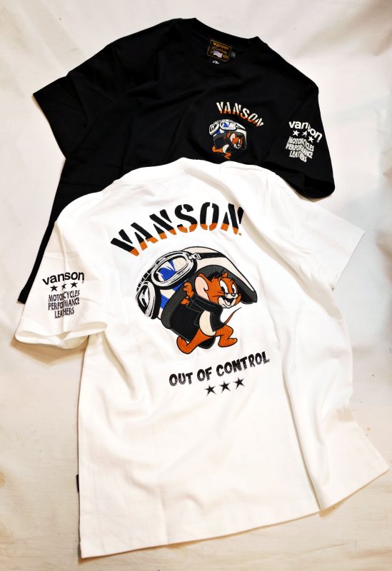 画像1: vanson  (バンソン） tom&jerry コラボ 刺繍  Tシャツ  TJV-2524 (1)