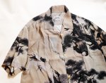 画像2:  HOUSTON (ヒューストン） ALOHA SHIRT ( 伊藤若冲 白鶴図 ) MADE IN JAPAN  41185 グレー （日本製） (2)