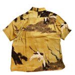 画像2:  HOUSTON (ヒューストン） ALOHA SHIRT ( 伊藤若冲 白鶴図 ) MADE IN JAPAN  41185 ベージュ （日本製） (2)