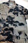 画像4:  HOUSTON (ヒューストン） ALOHA SHIRT ( 伊藤若冲 白鶴図 ) MADE IN JAPAN  41185 グレー （日本製） (4)